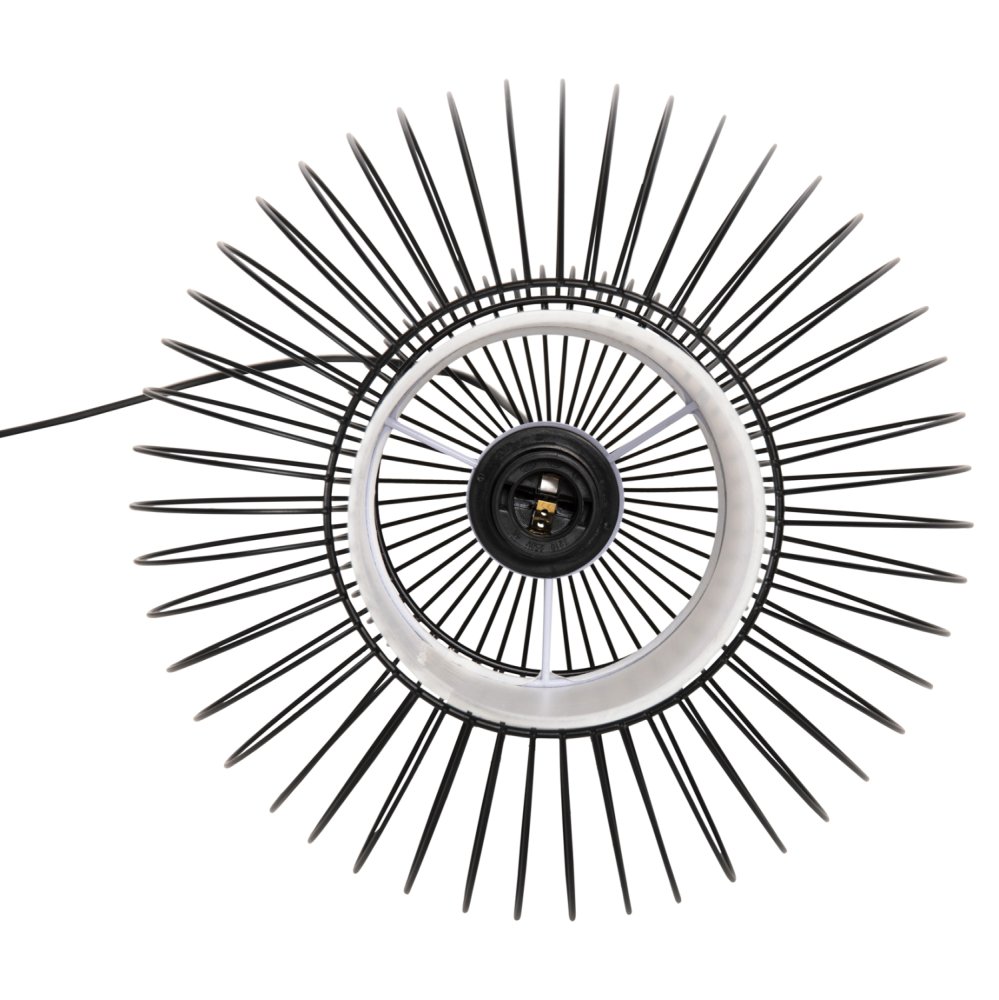 DECKENHÄNGELEUCHTE SCHWARZES METALL-WEIßES TUCH Φ30x115H cm