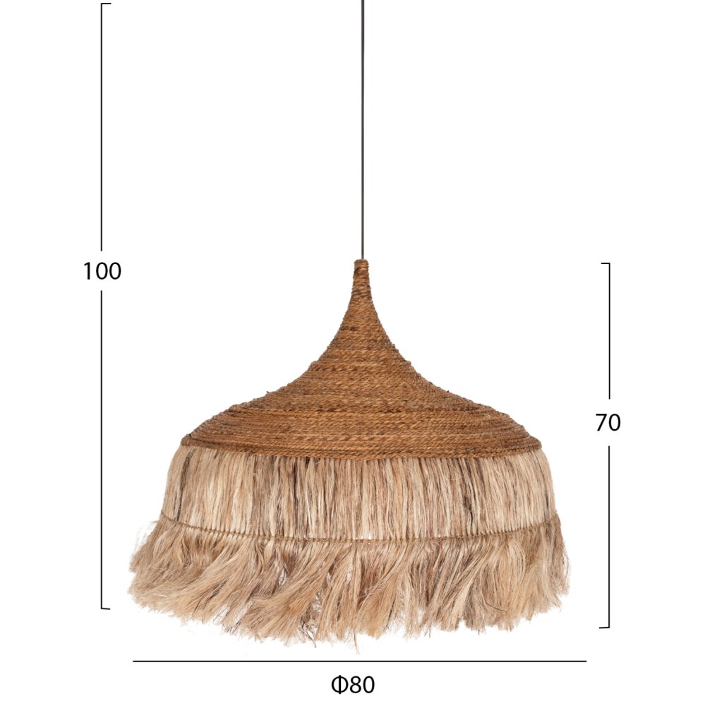 DECKENANHÄNGER MIT FRANSEN AUS ABACA IN NATÜRLICHER FARBE 80x80x70Hcm