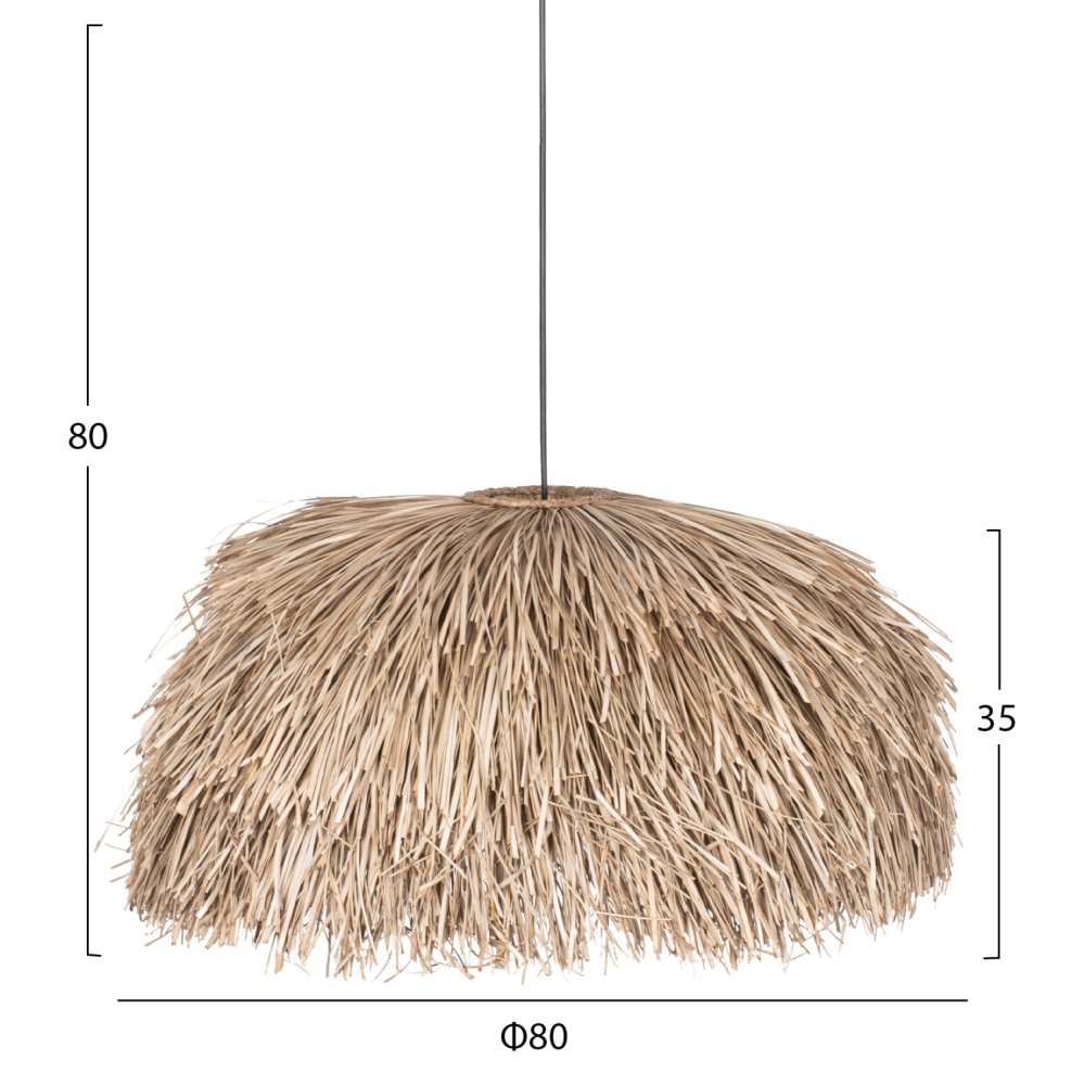 DECKENANHÄNGER MIT PANDAN- UND MENDONG-GRASKAP, NATÜRLICHE FARBE Φ80Χ35Hcm