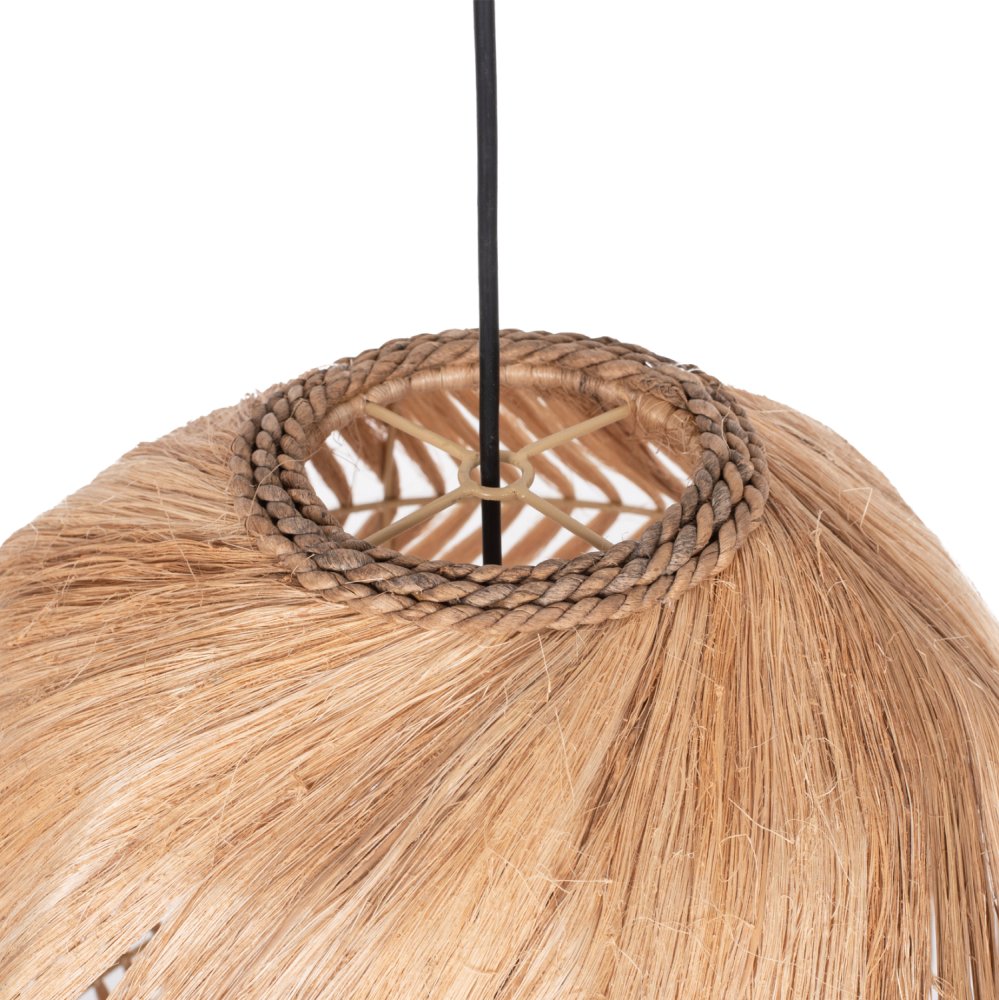 KUGELFÖRMIGE DECKENBELEUCHTUNG AUS ABACA-FASERN IN NATÜRLICHER FARBE Φ45x45-80 cm