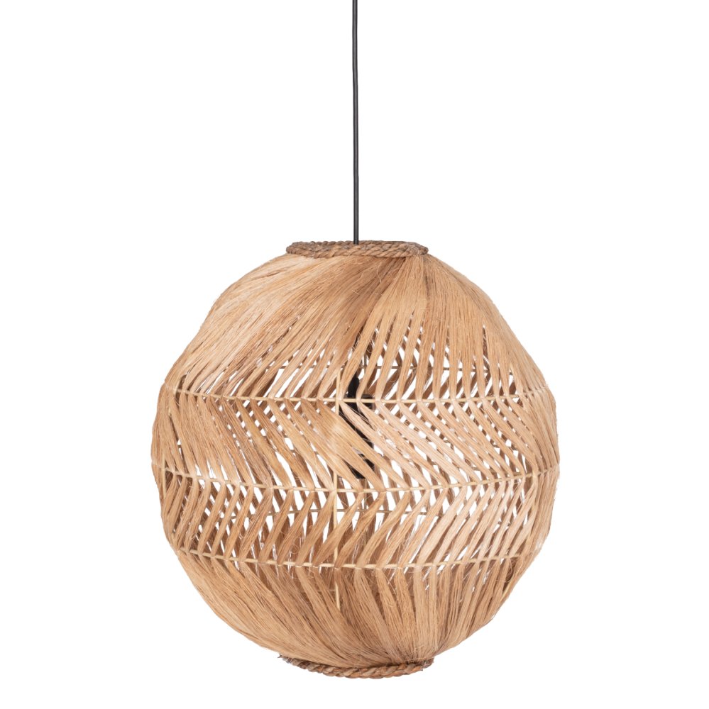 KUGELFÖRMIGE DECKENBELEUCHTUNG AUS ABACA-FASERN IN NATÜRLICHER FARBE Φ45x45-80 cm