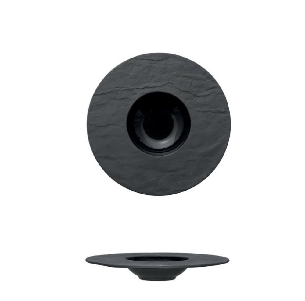 Porzellan-Pasta Teller 18 cm (in. φ8 cm), schwarz, PIETRA EFFETO, M1934, 6 SET