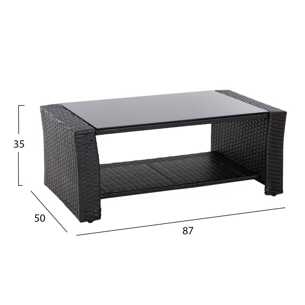 OUTDOOR LOUNGE 4-TEILIGES SET SYNTHETISCHES RATTAN IN ANTHRAZIT-BEIGE KISSEN