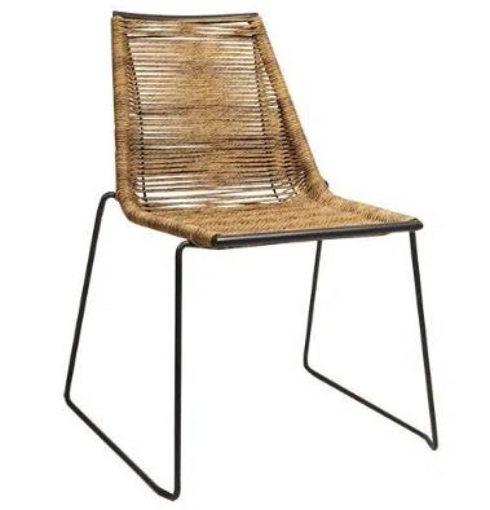 "Judy" Stuhl aus Stahlgestell  mit UV-beständigem Seilgeflecht in beige