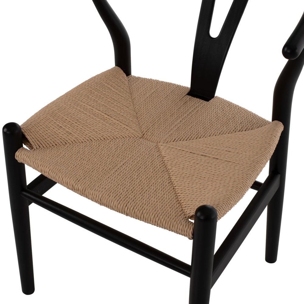 ESSZIMMERSTUHL BUCHENHOLZ SCHWARZ-SEIL BEIGE 48x55x73,5cm