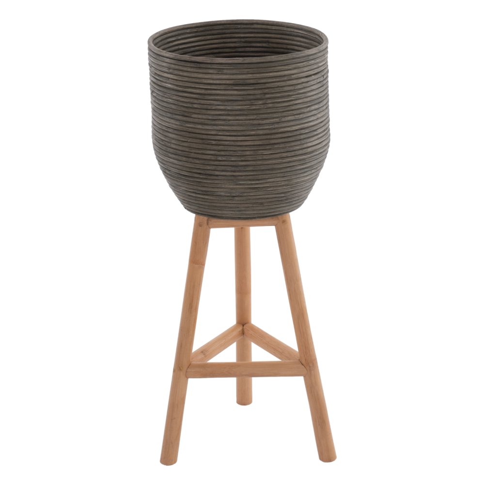 FLOWERPOT RATTAN WITH BAMBOO LEGS 31x30x80cm NATURAL-GREEN