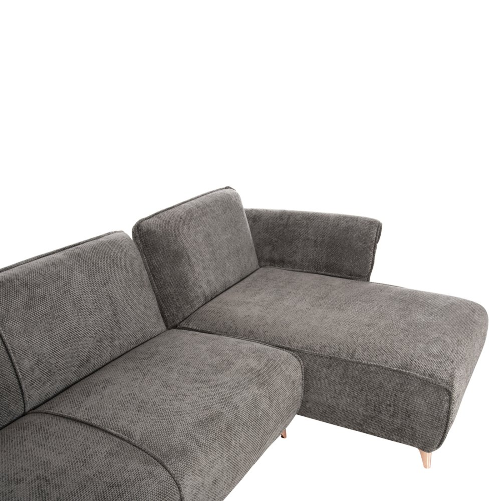 ECKSOFA MIT WENDBAREM SCHLAFMODELL MAILO, STOFF IN DUNKELGRAU – BEINE AUS METALL, 300 x 150 x 80 cm