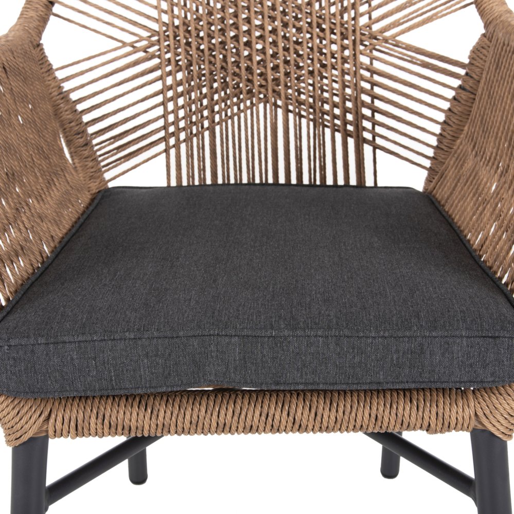 SESSEL ALUMINIUM ANTHRAZIT-PE RATTAN BEIGE-KISSEN ANTHRAZIT57x65x84Hcm