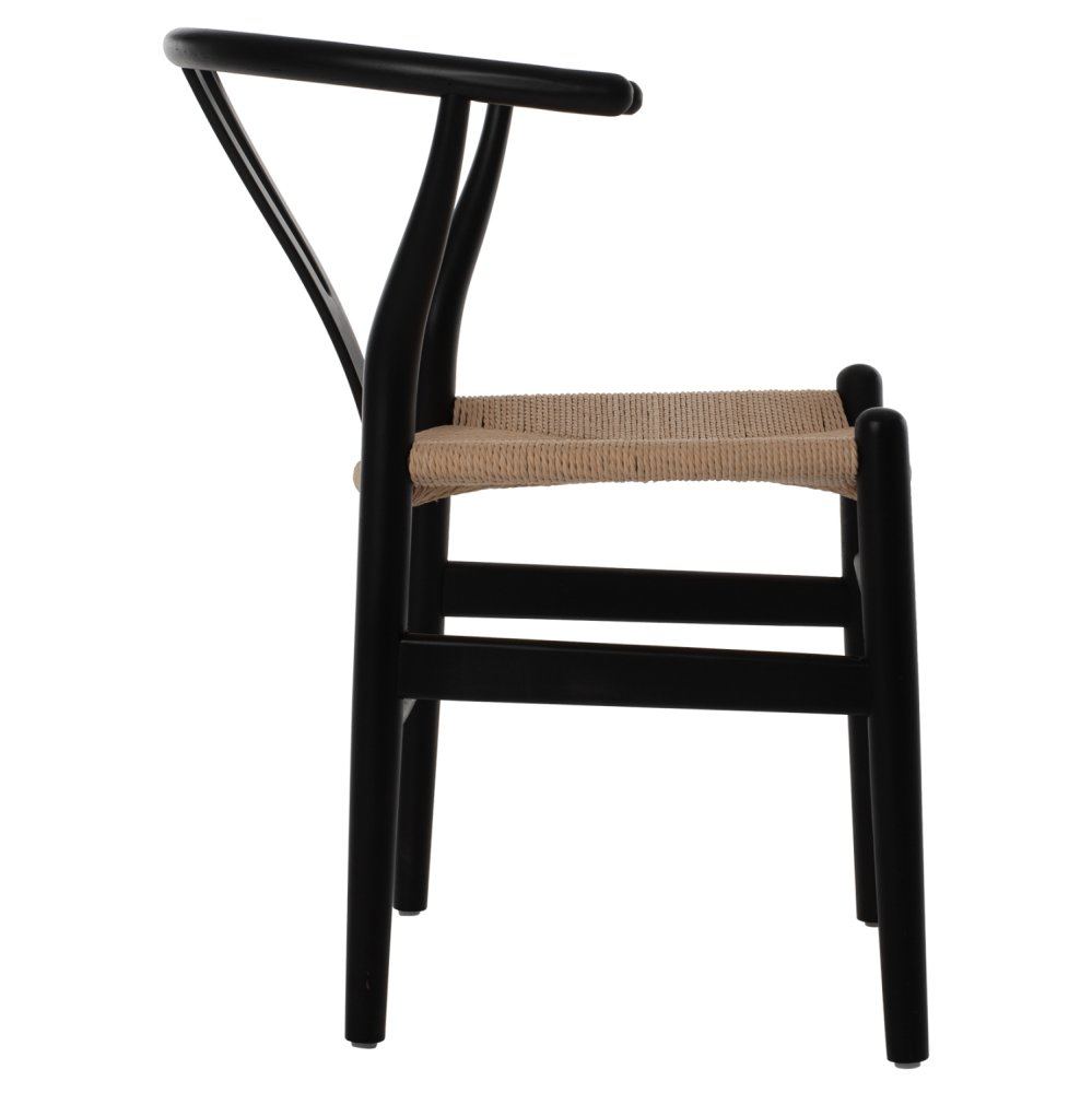 ESSZIMMERSTUHL BUCHENHOLZ SCHWARZ-SEIL BEIGE 48x55x73,5cm