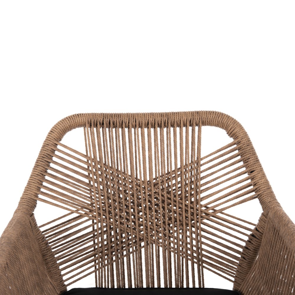 SESSEL ALUMINIUM SCHWARZ-PE RATTAN BEIGE-KISSEN SCHWARZ 57x65x84Hcm