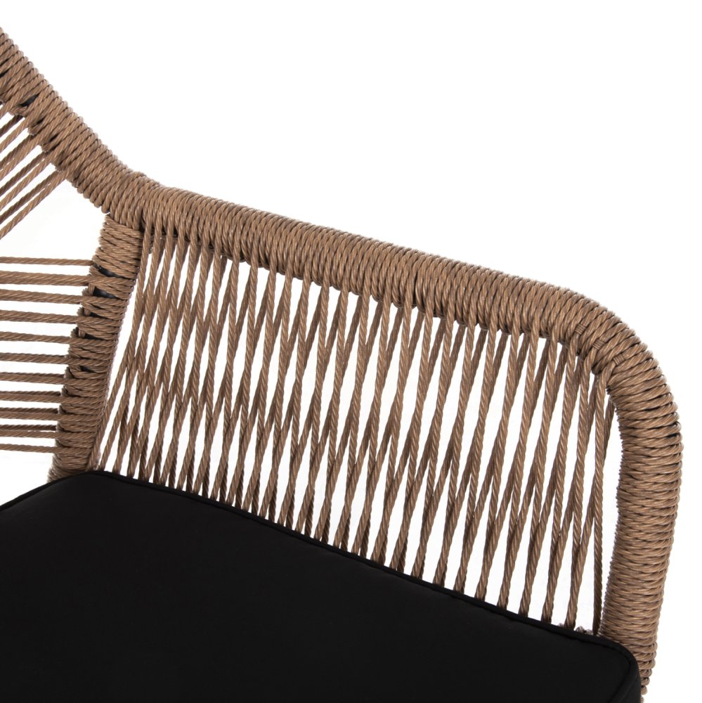 SESSEL ALUMINIUM SCHWARZ-PE RATTAN BEIGE-KISSEN SCHWARZ 57x65x84Hcm
