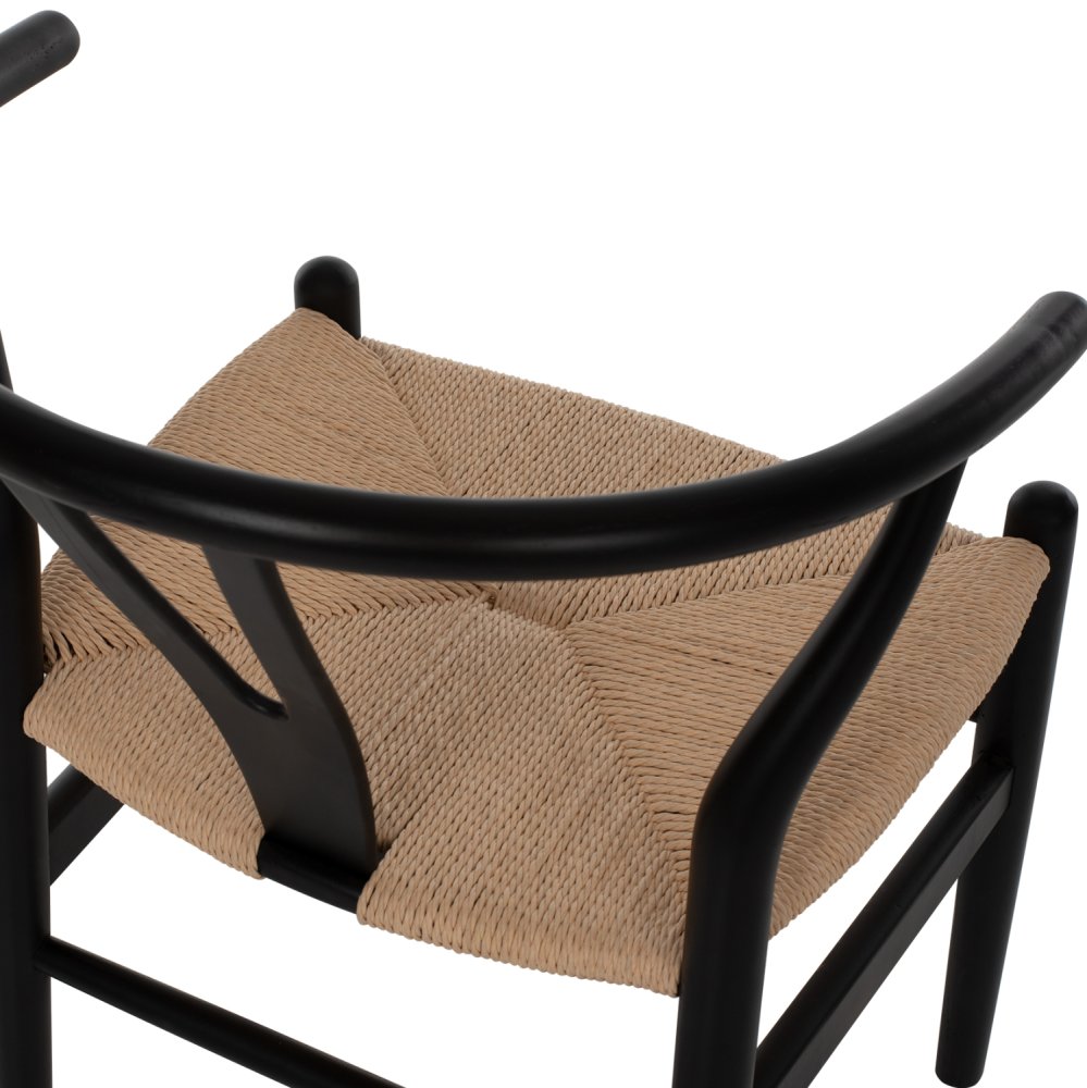 ESSZIMMERSTUHL BUCHENHOLZ SCHWARZ-SEIL BEIGE 48x55x73,5cm