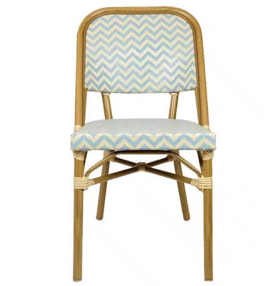 "Marceille" Aluminiumstuhl im Bambus Look Blau-Beige