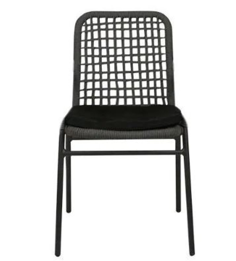 Outdoor Stuhl "Trobe" aus Aluminium und Geflecht in Anthrazit