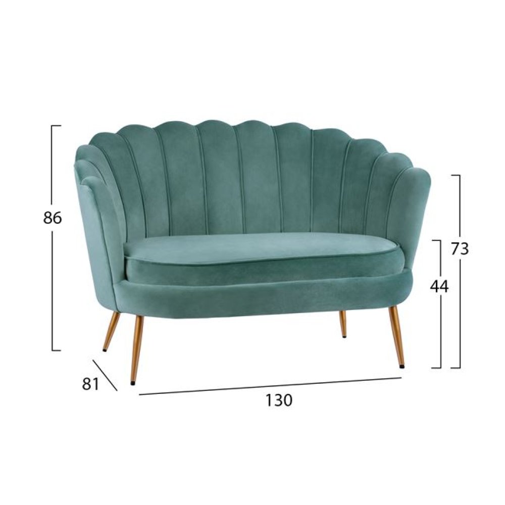 COQUILLE two-seater sofa in mint velvet