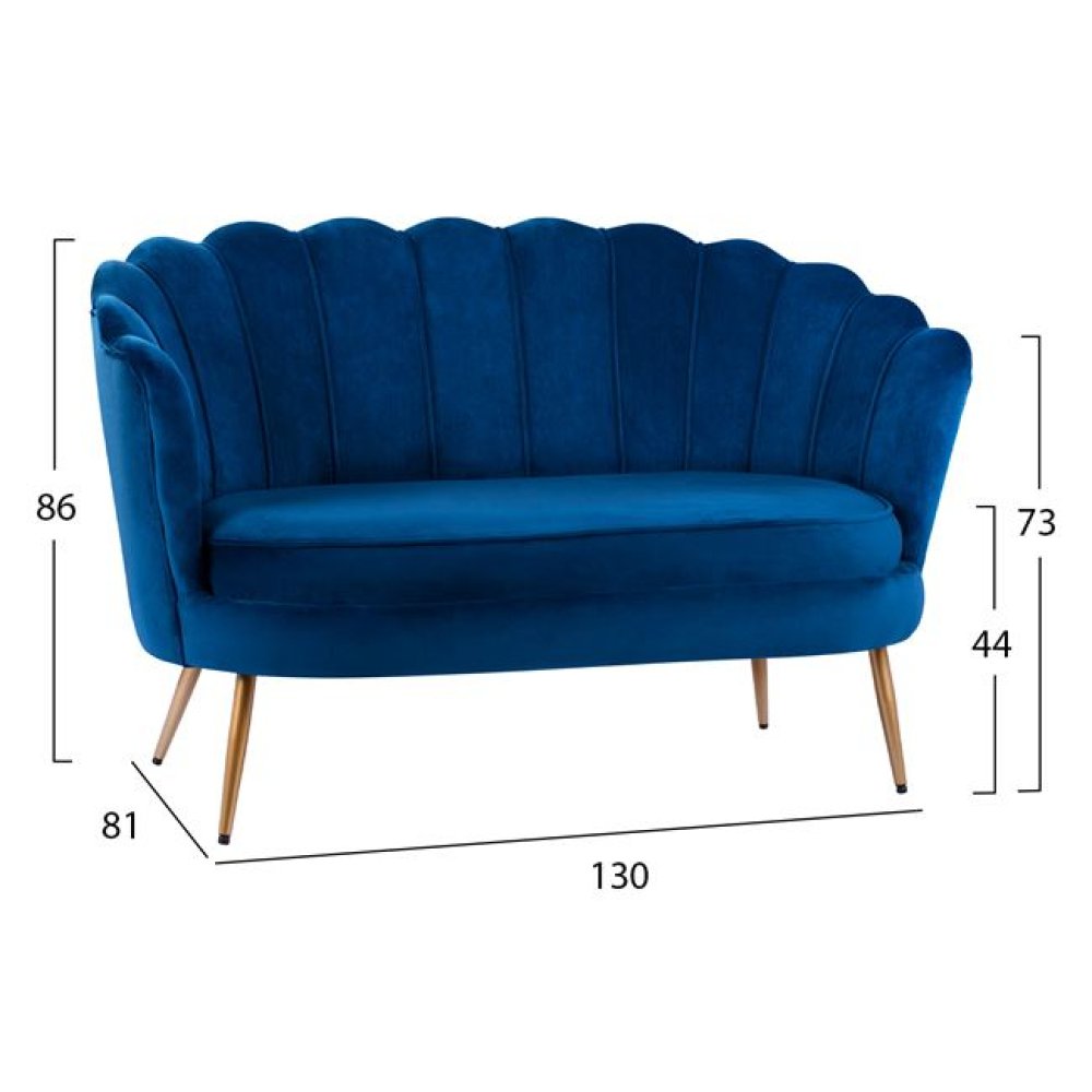 COQUILLE Zweisitzer-Sofa aus Samt in Blau