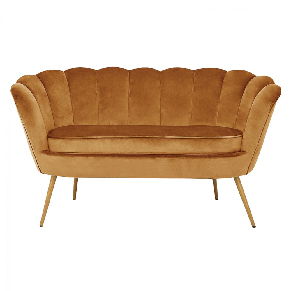 COQUILLE two-seater sofa made of velvet in gold