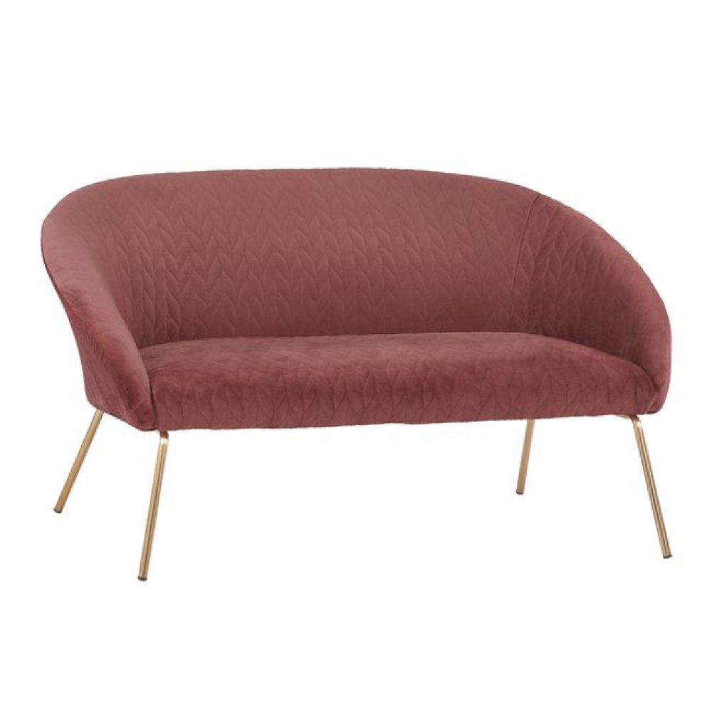 JOYCE sofa with pink velvet fabric and gold metal legs