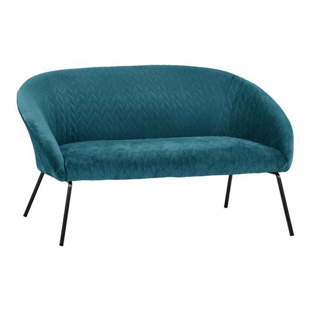JOYCE sofa with turquoise velvet fabric and black metal legs
