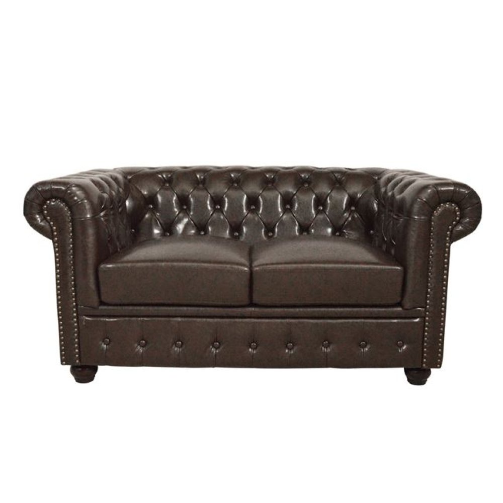 Chesterfield-sofa-zweisitzer-in-braun-kunstleder-woodwell.de