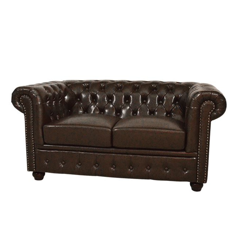 Chesterfield-sofa-zweisitzer-in-braun-kunstleder-woodwell.de