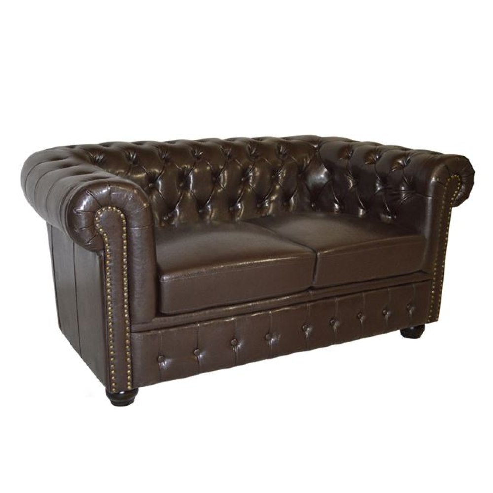 Chesterfield-sofa-zweisitzer-in-braun-kunstleder-woodwell.de