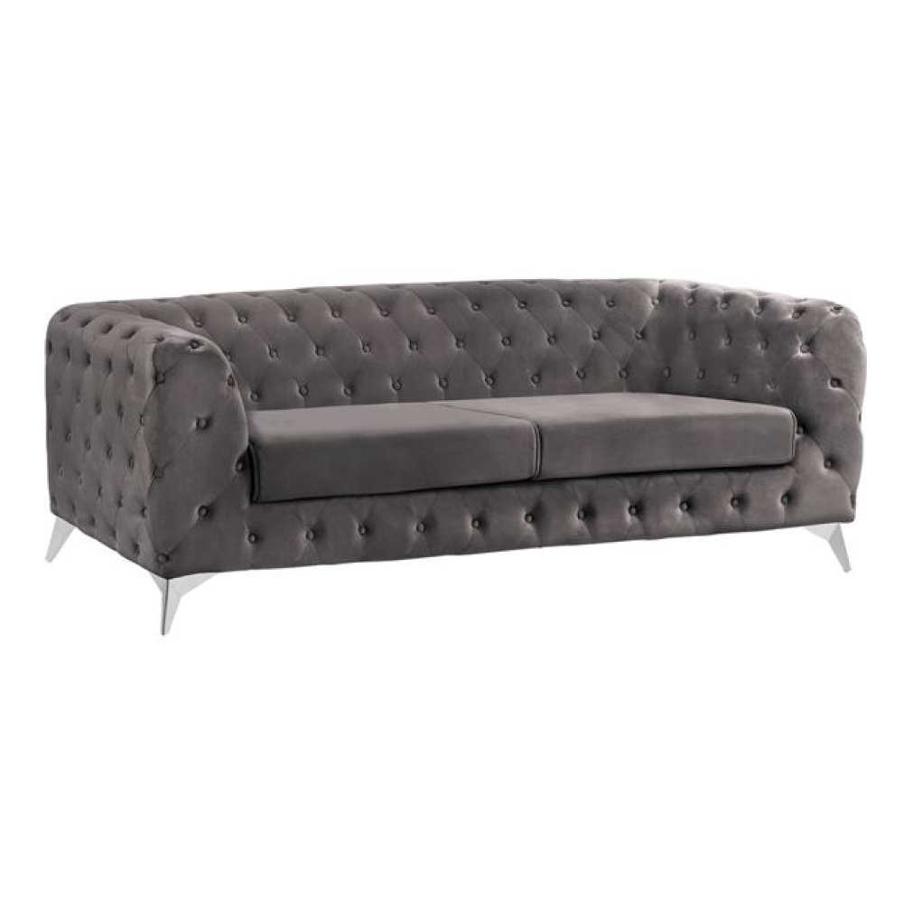 3-Sitzer Sofa ALBERT mit Samt | In Grau