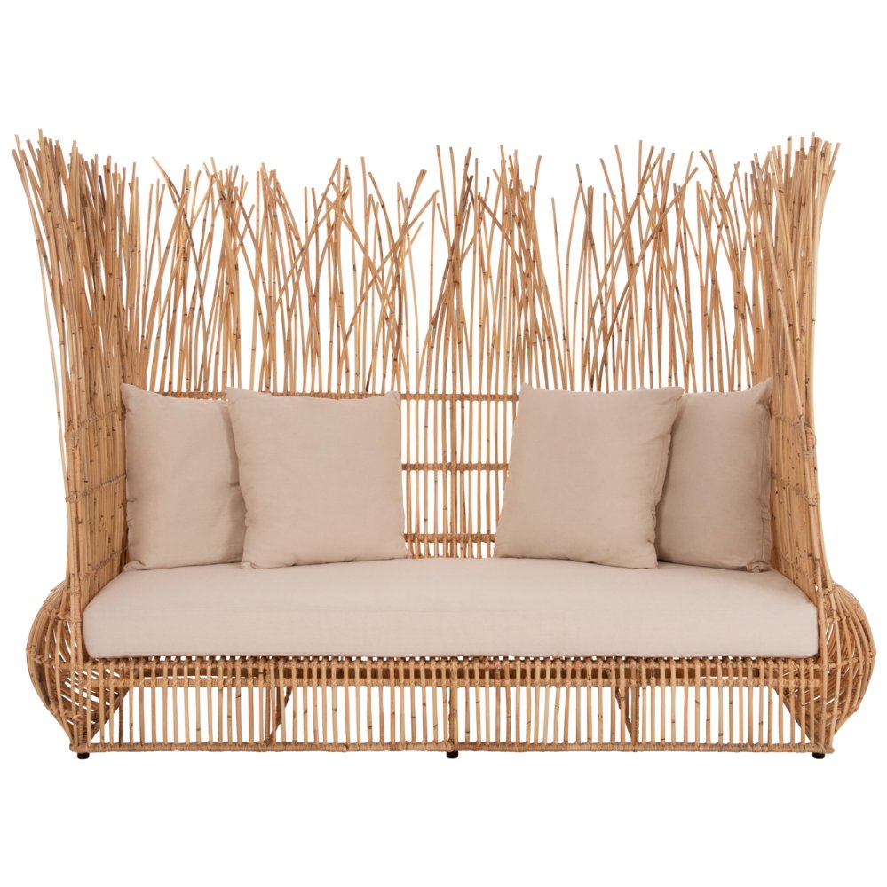 SOFA OUTDOORS ZEPHYR RATTANSTÜCKE IN NATUR – KISSENSET IN BEIGE 200x120x142Hcm