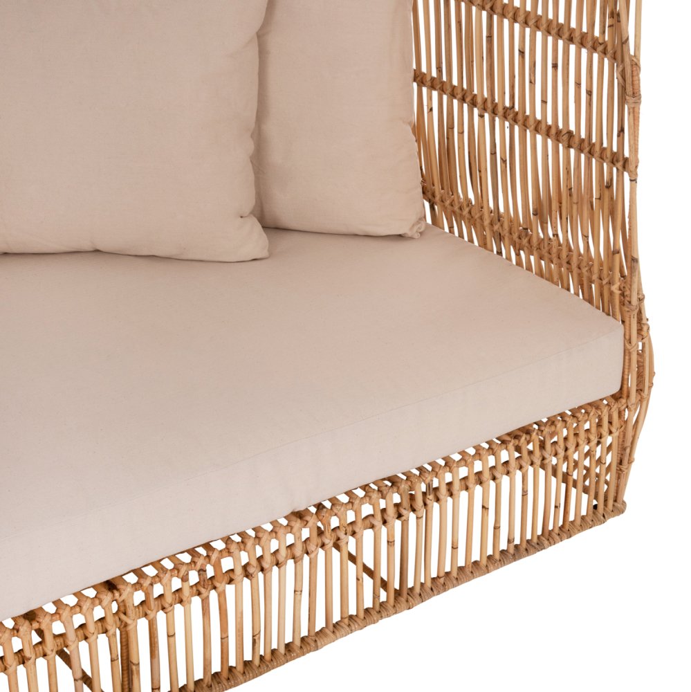 SOFA OUTDOORS ZEPHYR RATTANSTÜCKE IN NATUR – KISSENSET IN BEIGE 200x120x142Hcm