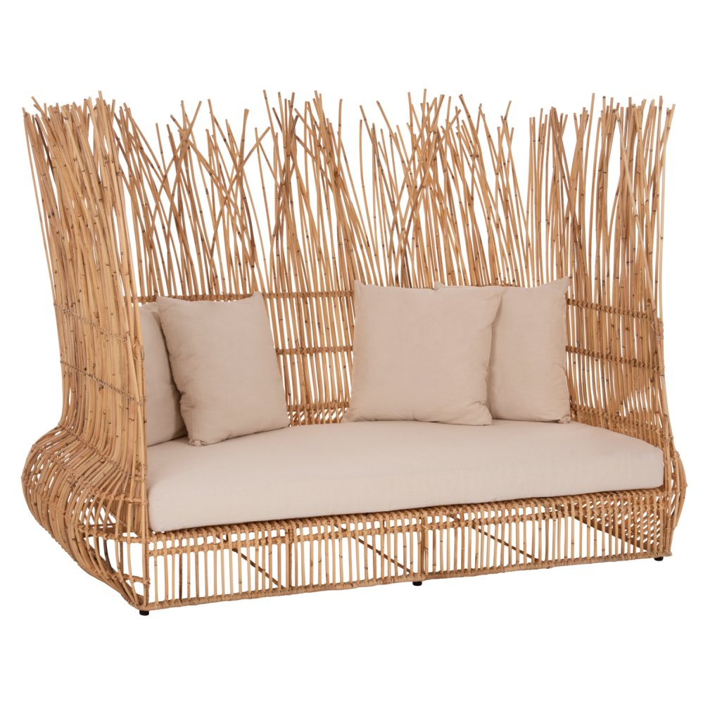 SOFA OUTDOORS ZEPHYR RATTANSTÜCKE IN NATUR – KISSENSET IN BEIGE 200x120x142Hcm