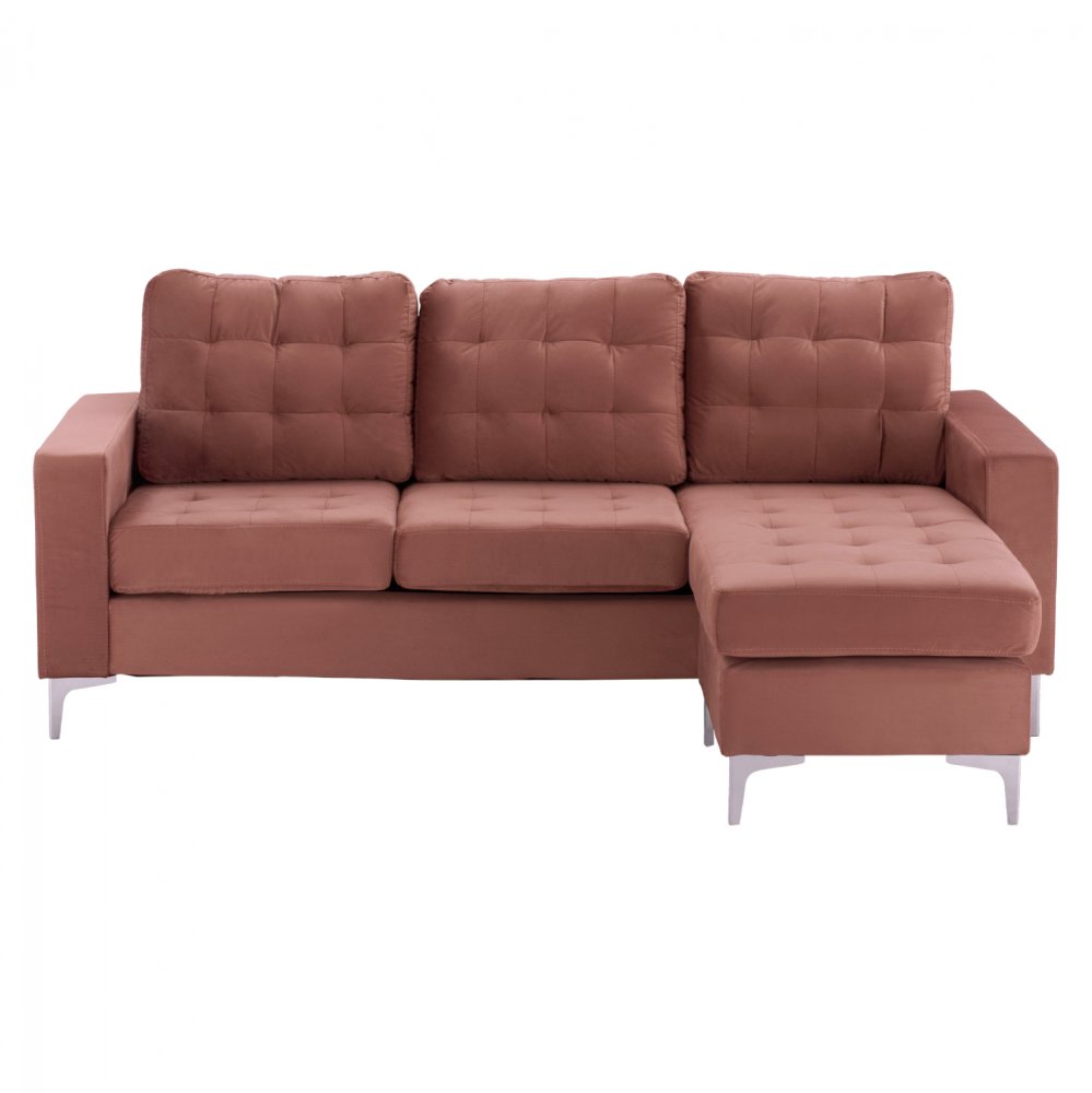 SOFA ECKE REVERSIBLE SANTINO SAMT ROTEN APFEL 190x75-128x82Y cm.