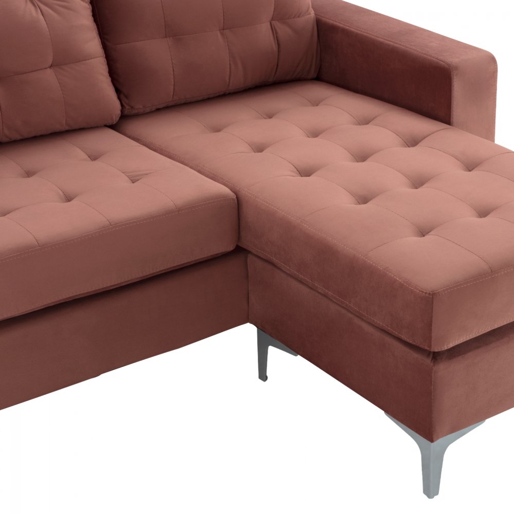 SOFA ECKE REVERSIBLE SANTINO SAMT ROTEN APFEL 190x75-128x82Y cm.