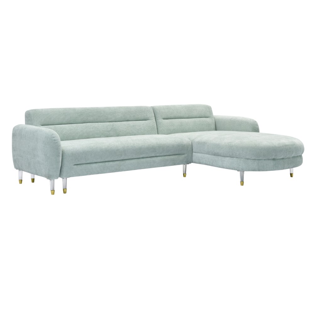WENDBARES ECKSOFA FLYER, MINZ FARBE STOFF, HOHE BEINE AUS METALL, 285 x 86 – 172 x 74 Hcm