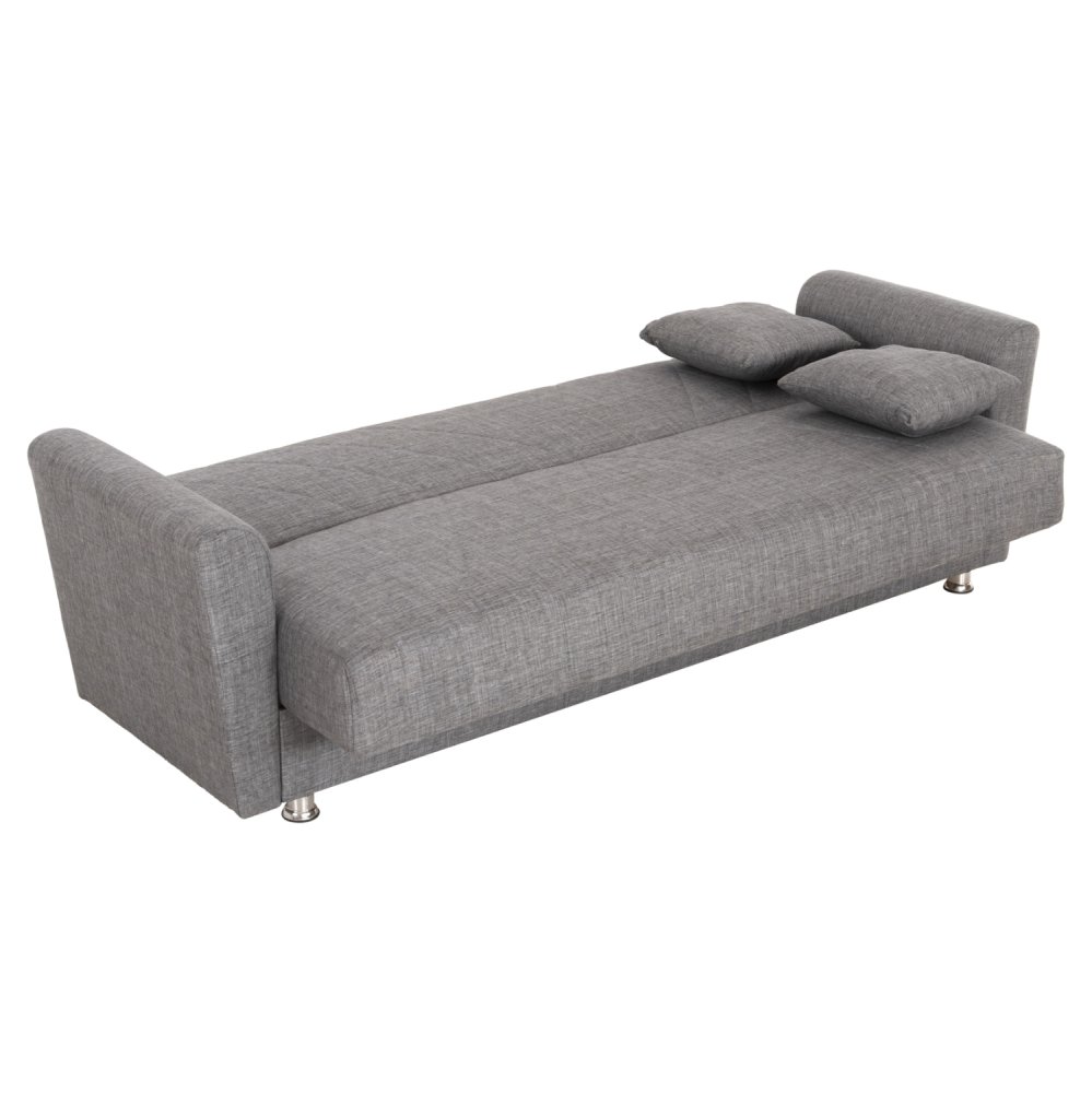 SCHLAFSOFA 3-SITZER ANDRE ANTHRAZIT-STOFF-STAUBRAUM 214x82x84Hcm