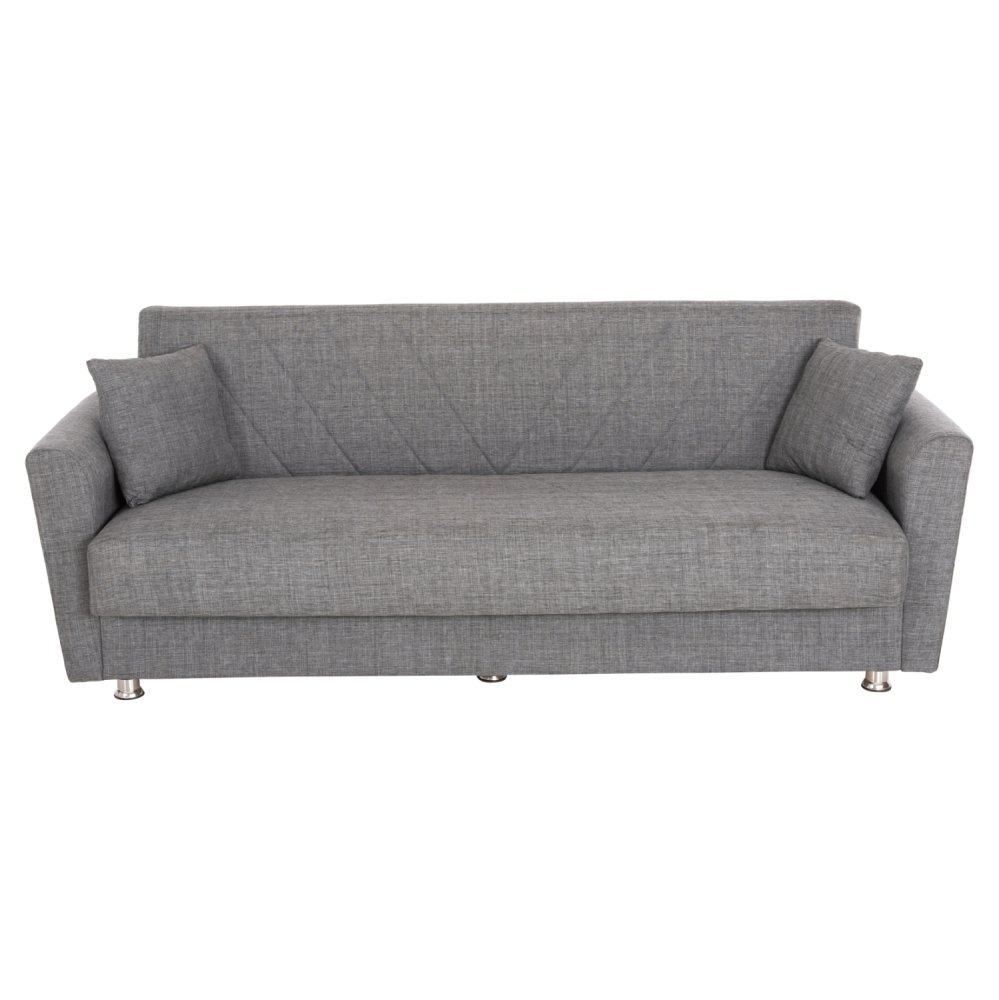 SCHLAFSOFA 3-SITZER ANDRE ANTHRAZIT-STOFF-STAUBRAUM 214x82x84Hcm