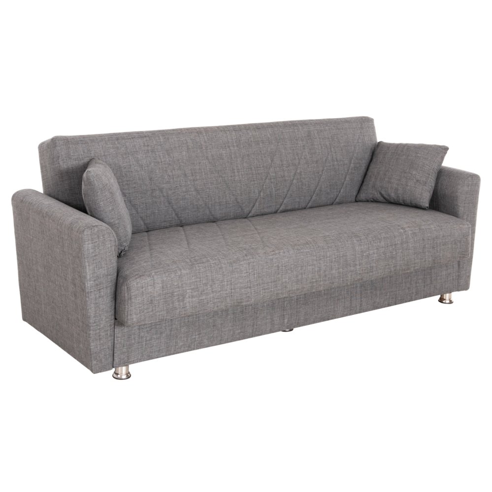 SCHLAFSOFA 3-SITZER ANDRE ANTHRAZIT-STOFF-STAUBRAUM 214x82x84Hcm