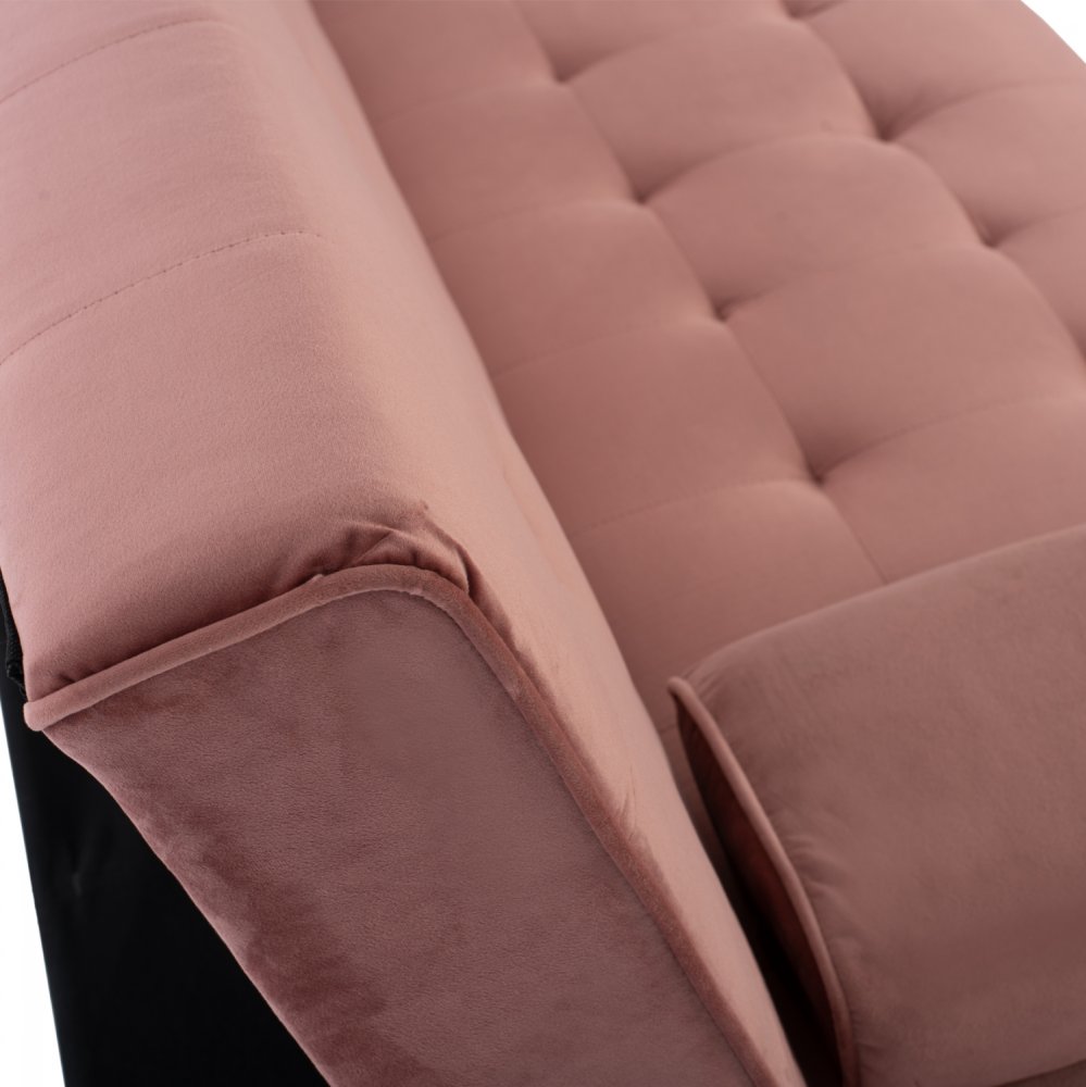 Modernes Schlafsofa WANDA mit beigem Stoff und dekorativen Knöpfen