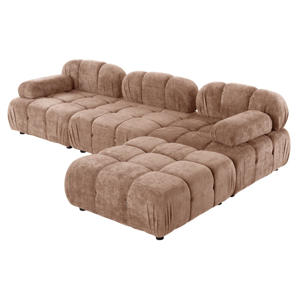 POLYMORPHES SOFA SHIFTER, STRUKTURIERTER STOFF IN HELLBRAUN, 290 x 196 x 76 cm