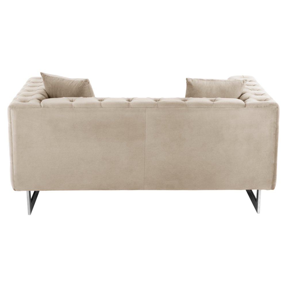 SOFA 2-SITZER t.CHESTERFIELD MOBAR CREME SAMT-METALLBEINE 154x85x68Hcm