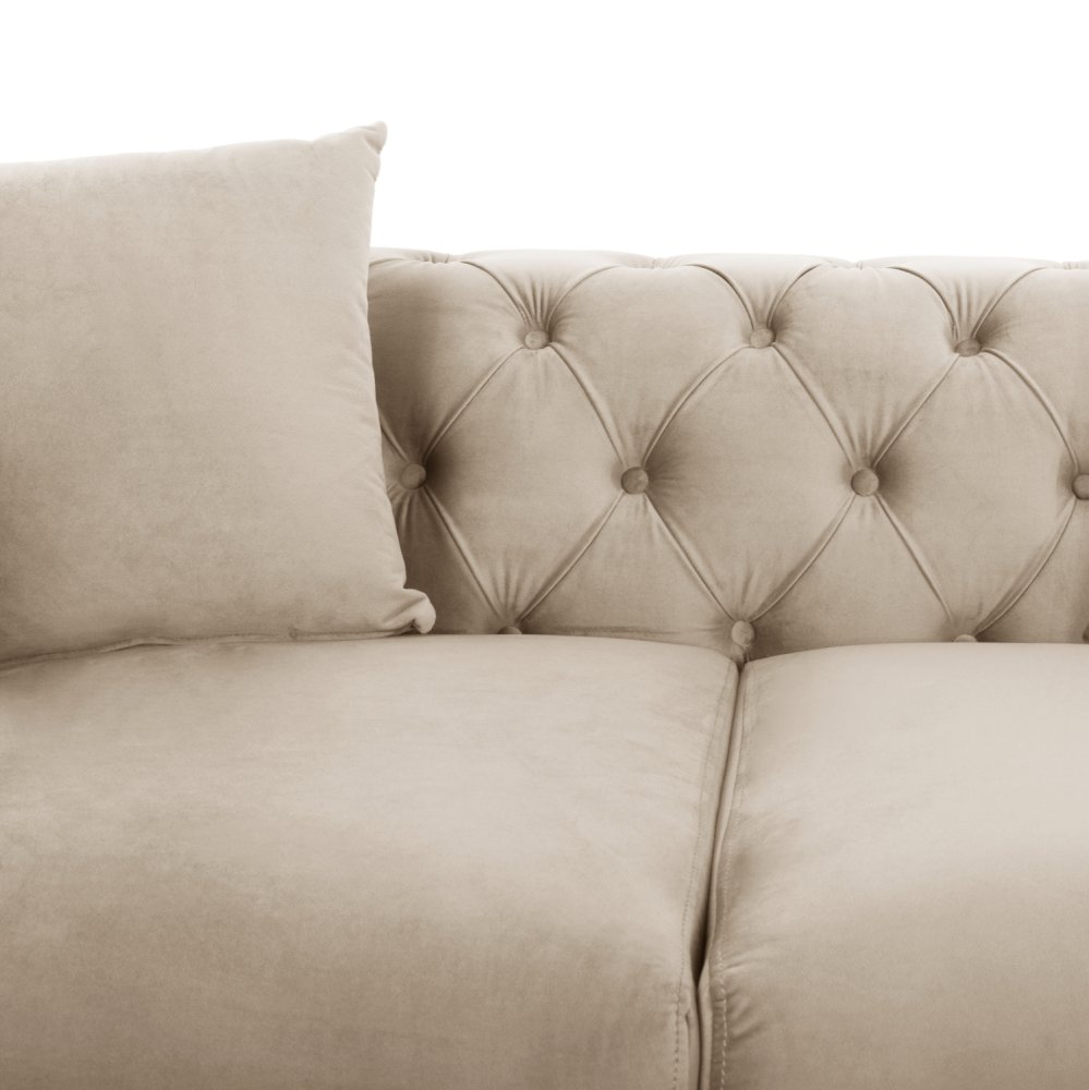 SOFA 2-SITZER t.CHESTERFIELD MOBAR CREME SAMT-METALLBEINE 154x85x68Hcm