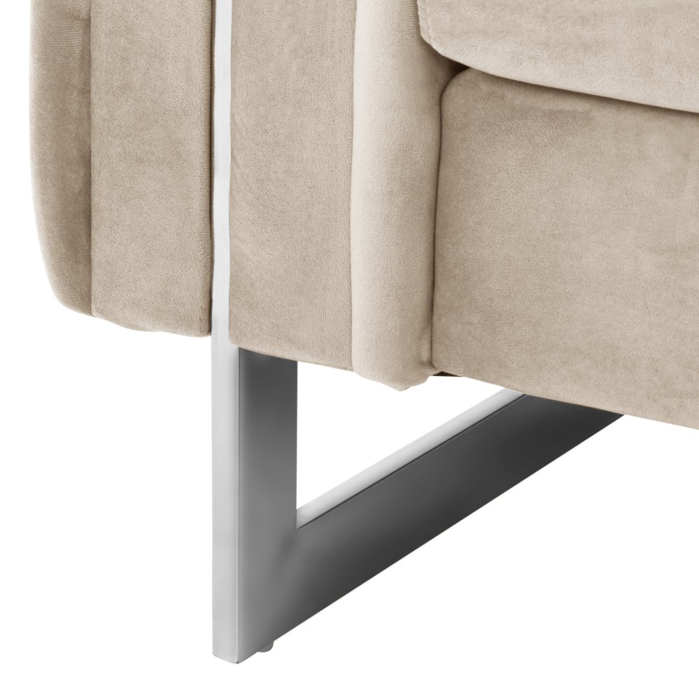 SOFA 2-SITZER t.CHESTERFIELD MOBAR CREME SAMT-METALLBEINE 154x85x68Hcm