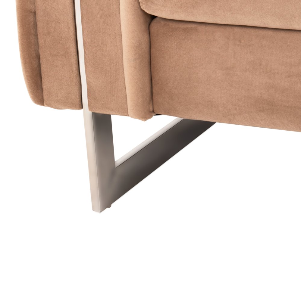 SOFA 2-SITZER t.CHESTERFIELD MOBAR BEIGE SAMT-METALLBEINE 154x85x68Hcm