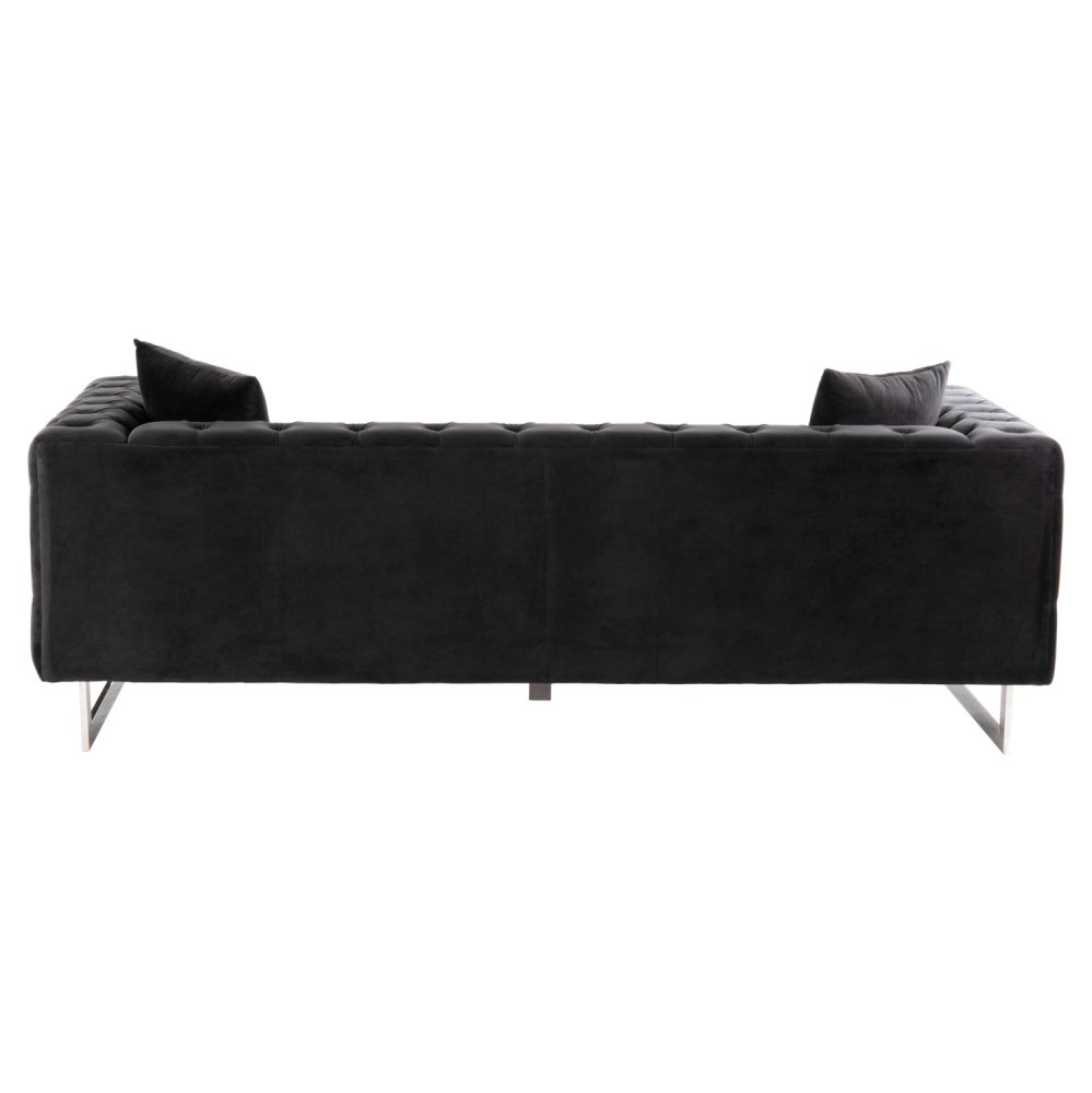 SOFA 3-SITZER t.CHESTERFIELD MOBAR SCHWARZ SAMT-METALLBEINE 212x87x68H cm