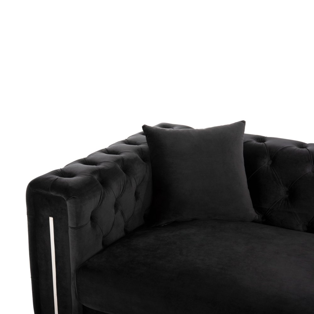 SOFA 3-SITZER t.CHESTERFIELD MOBAR SCHWARZ SAMT-METALLBEINE 212x87x68H cm
