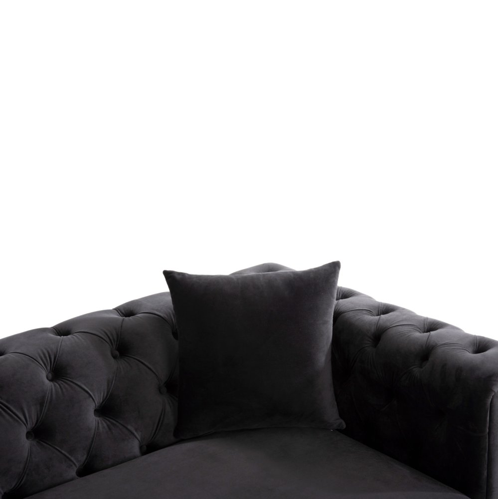 SOFA 3-SITZER t.CHESTERFIELD MOBAR SCHWARZ SAMT-METALLBEINE 212x87x68H cm