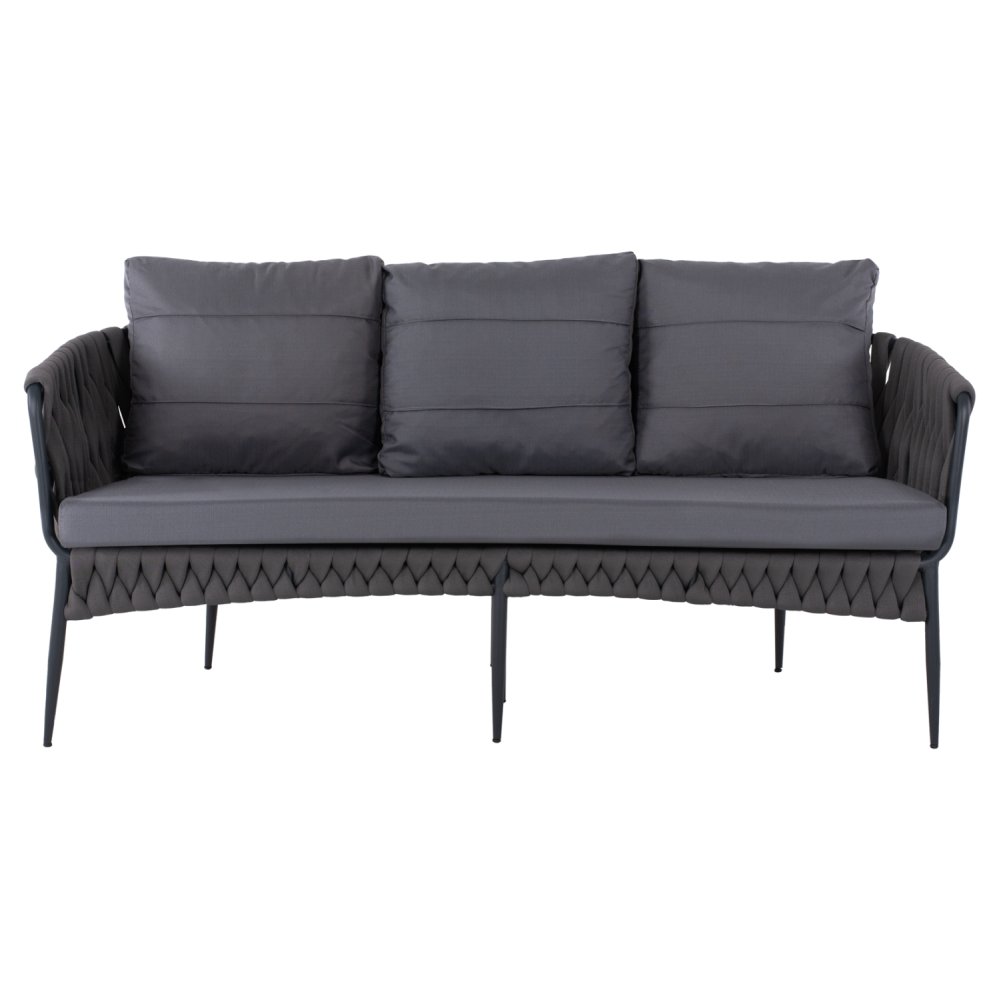 3-SITZ SOFA ANTHRAZIT-HELLGRAU MIT ALUMINIUMRAHMEN 188x76x95 cm