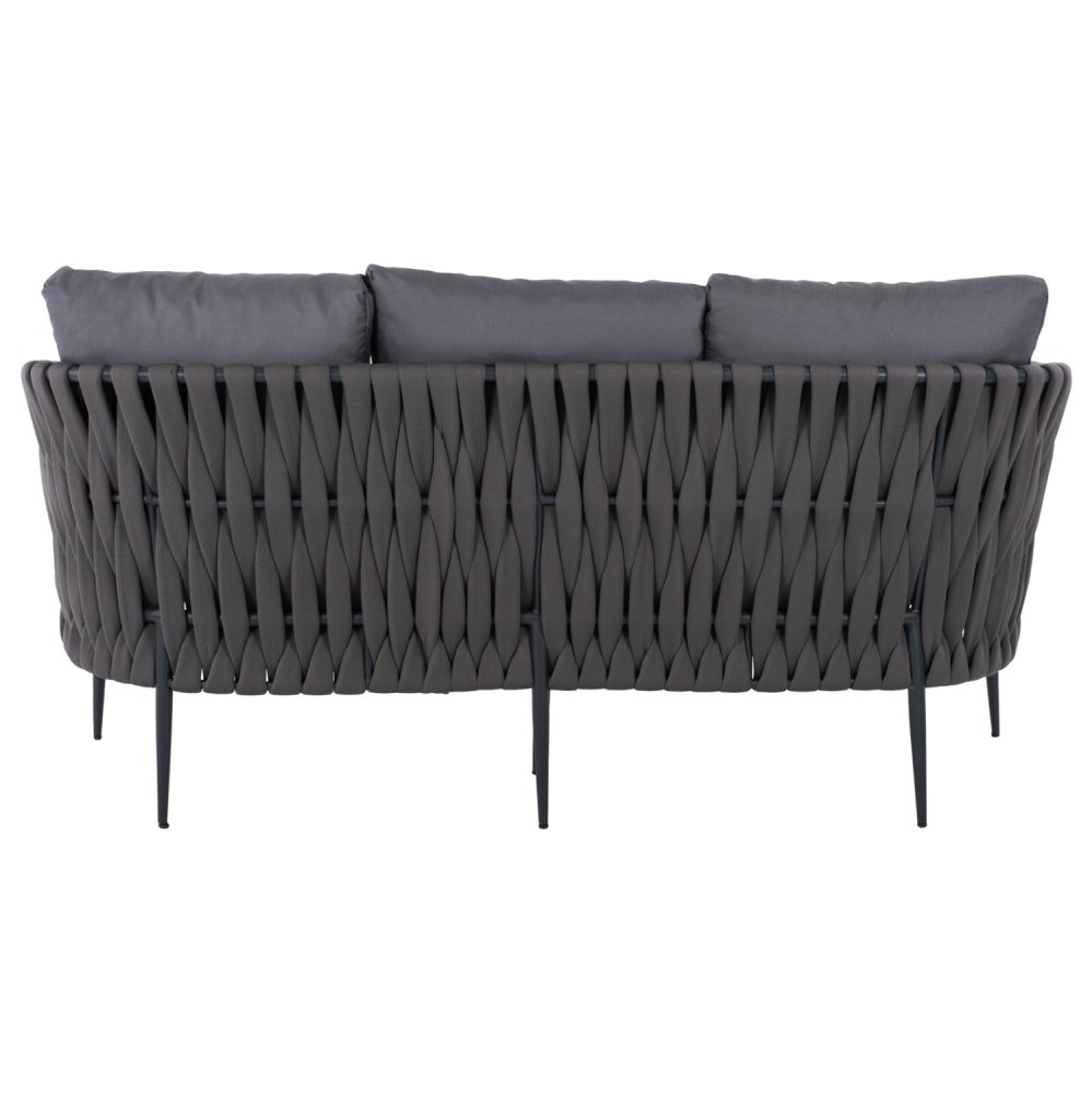 3-SITZ SOFA ANTHRAZIT-HELLGRAU MIT ALUMINIUMRAHMEN 188x76x95 cm