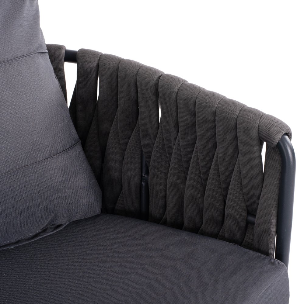 3-SITZ SOFA ANTHRAZIT-HELLGRAU MIT ALUMINIUMRAHMEN 188x76x95 cm