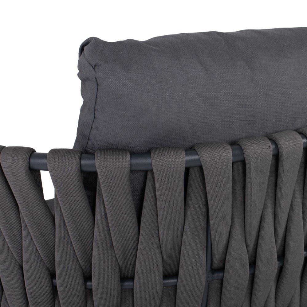 3-SITZ SOFA ANTHRAZIT-HELLGRAU MIT ALUMINIUMRAHMEN 188x76x95 cm