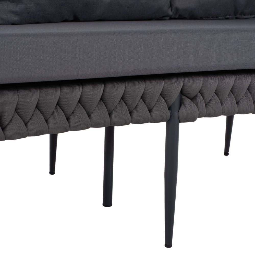 3-SITZ SOFA ANTHRAZIT-HELLGRAU MIT ALUMINIUMRAHMEN 188x76x95 cm